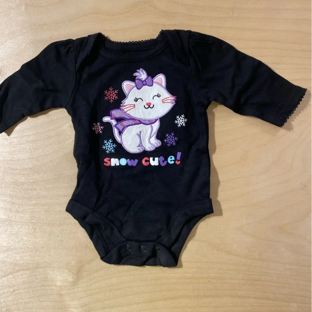 Garanimals Black Snow Cute Cat Bodysuit Newborn (OQ)